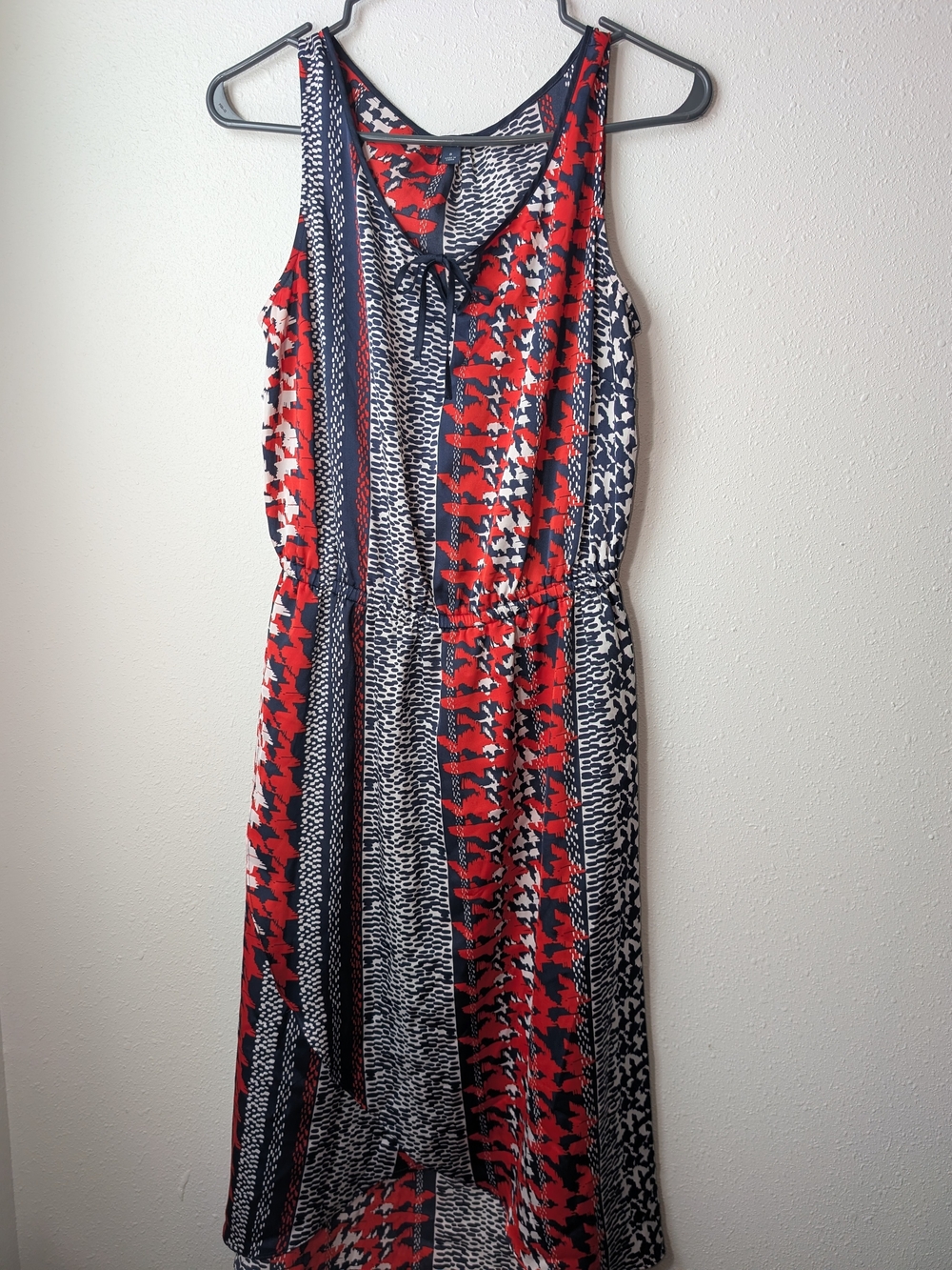 Tommy Hilfiger Red and Navy Patterned Sleeveless Maxi Dress
